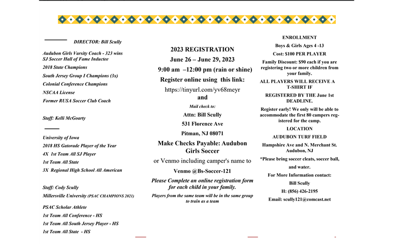 Audubon Youth Soccer Camp